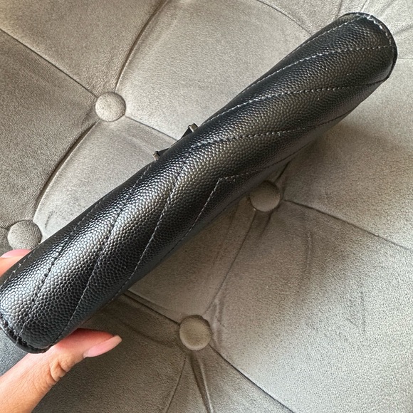 Yves Saint Laurent Metallic Black Chevron Wallet - Picture 4 of 12